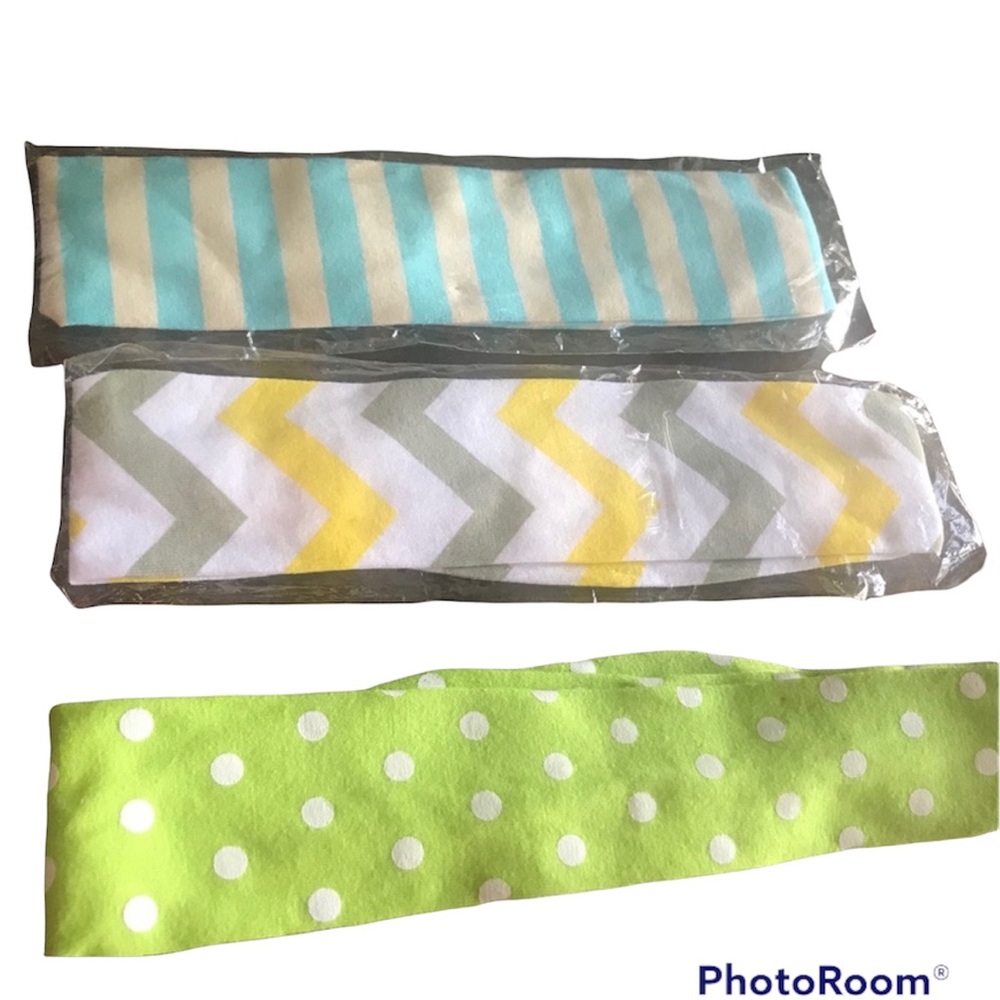 Hair Headbands Set 3 Blue Stripes Gray Yellow Chevron Lime Polka Dots Summer NEW